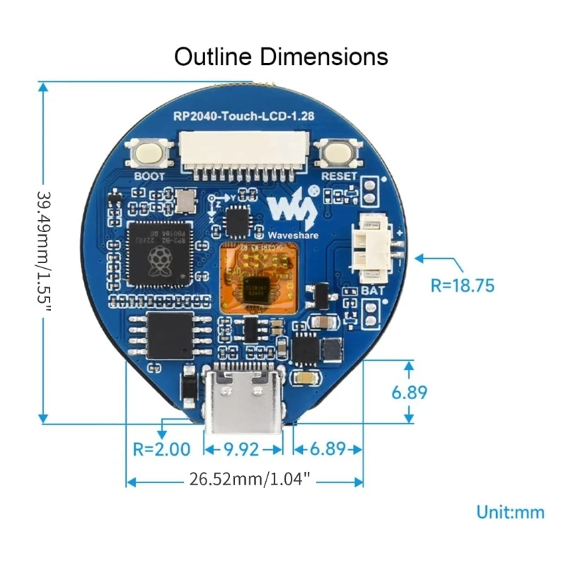 ���ο� RP2040-Touch-LCD-1.28 ��ġ LCD RP2040 ���� ���� DualCore ���μ��� Dropship