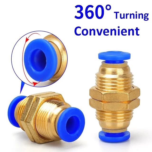 5PCS 4mm 6mm 8mm 10mm 12mm OD Tube PM Straight Pneumatic Air Fittings bulkhead union Push To Connect Quick Release Connector 2
