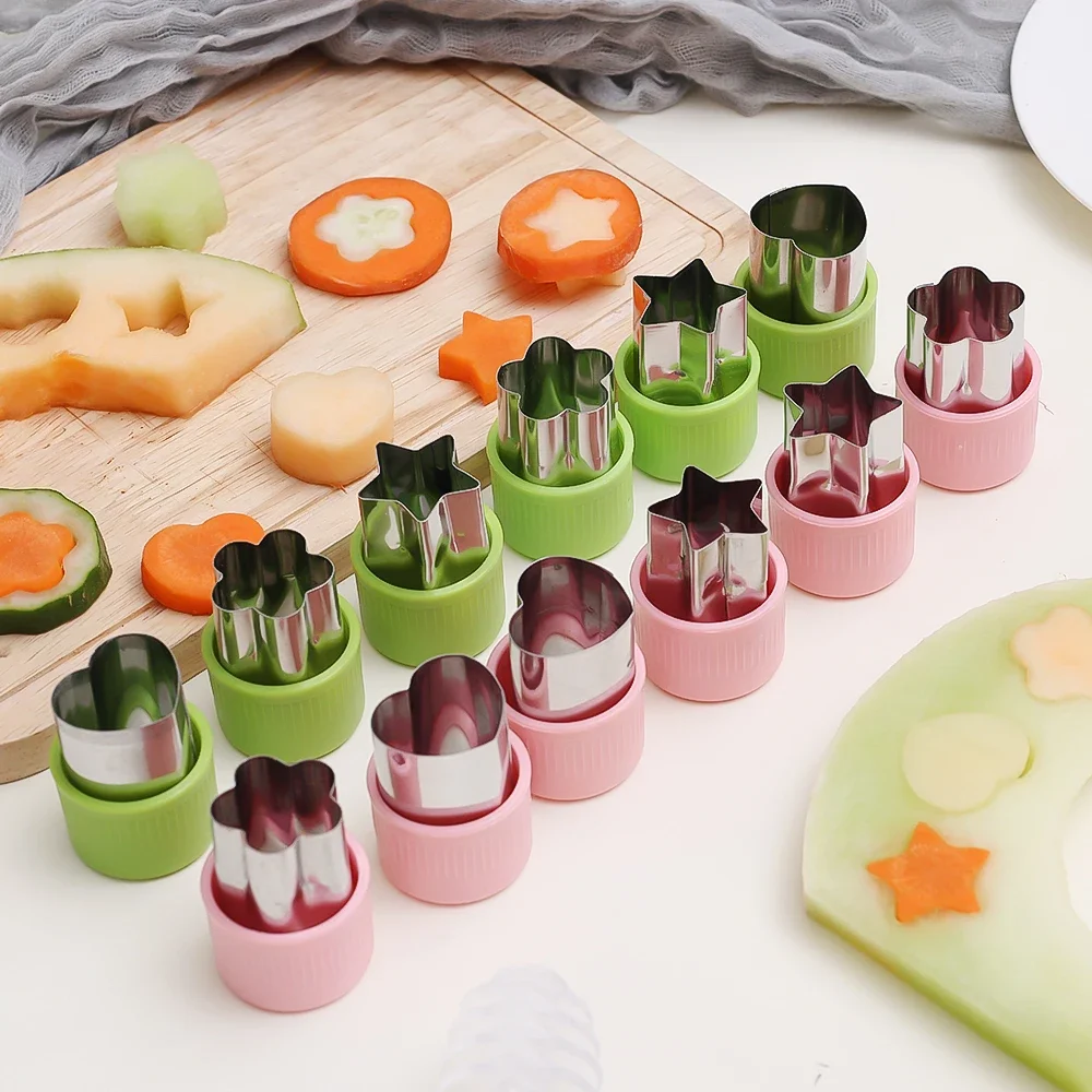 Vegetable slicer fruit slicer 6/3PCS Vegetables fruit embossing cutting mold Star heart flower shape stainless steel cutter plastic handle kitchen gadgets