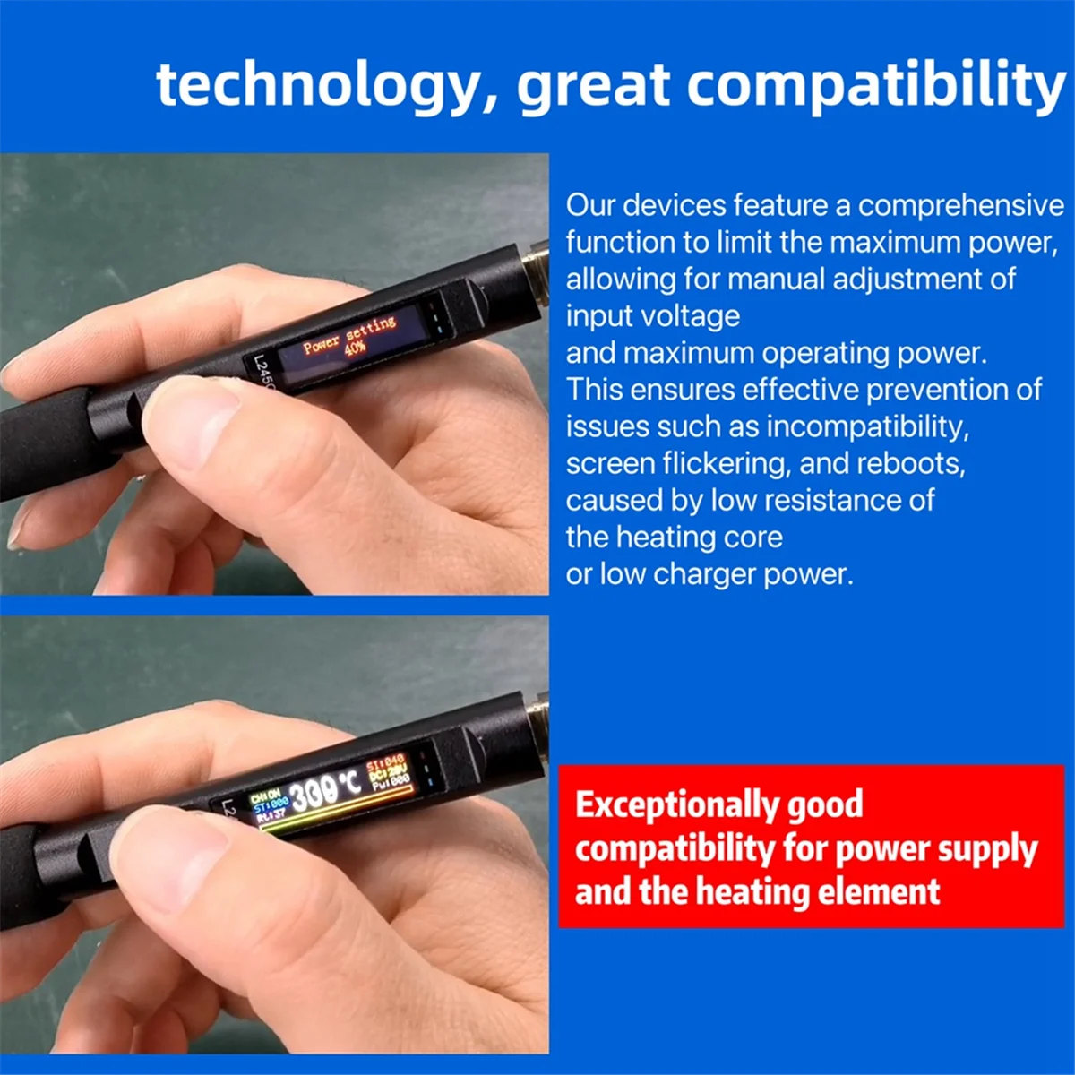 【BAAZ Fast 】L210C PD 100W 휴대용 전기 납땜 인두 50-500 ° C 조정 가능한 온도 컬러 스크린 DIY 수리 도구