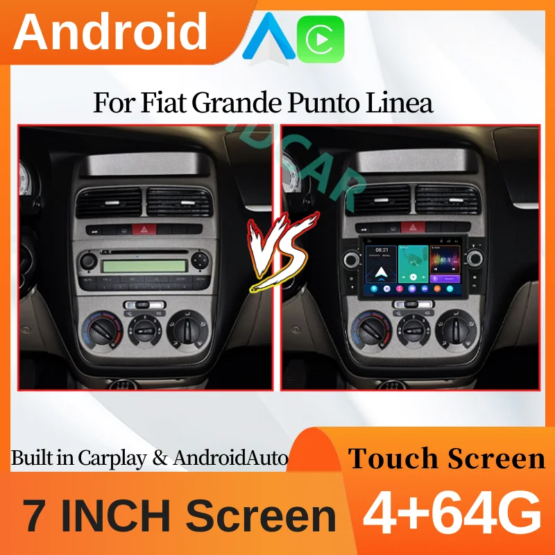

Android Auto Car Radio Central LCD Touch Screen Multimidia Video Player Wireless Carplay For Fiat Grande Punto Linea 2007-2012