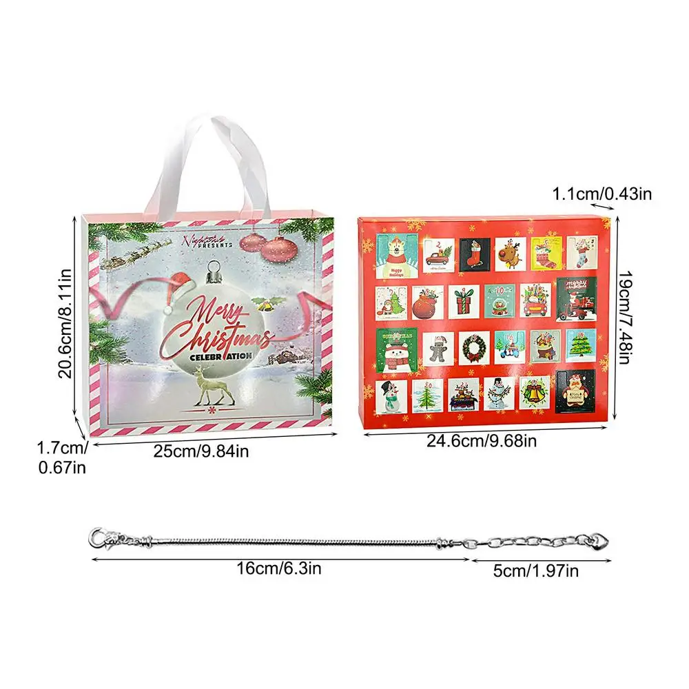 thumbnail image 1 of Calendario de Adviento de 24 días con joyas, caja sorpresa navideña, kit de pulsera para hacer tú mismo, cuenta regresiva navideña, regalo de Año Nuevo para niñas y niños, 1 of 5