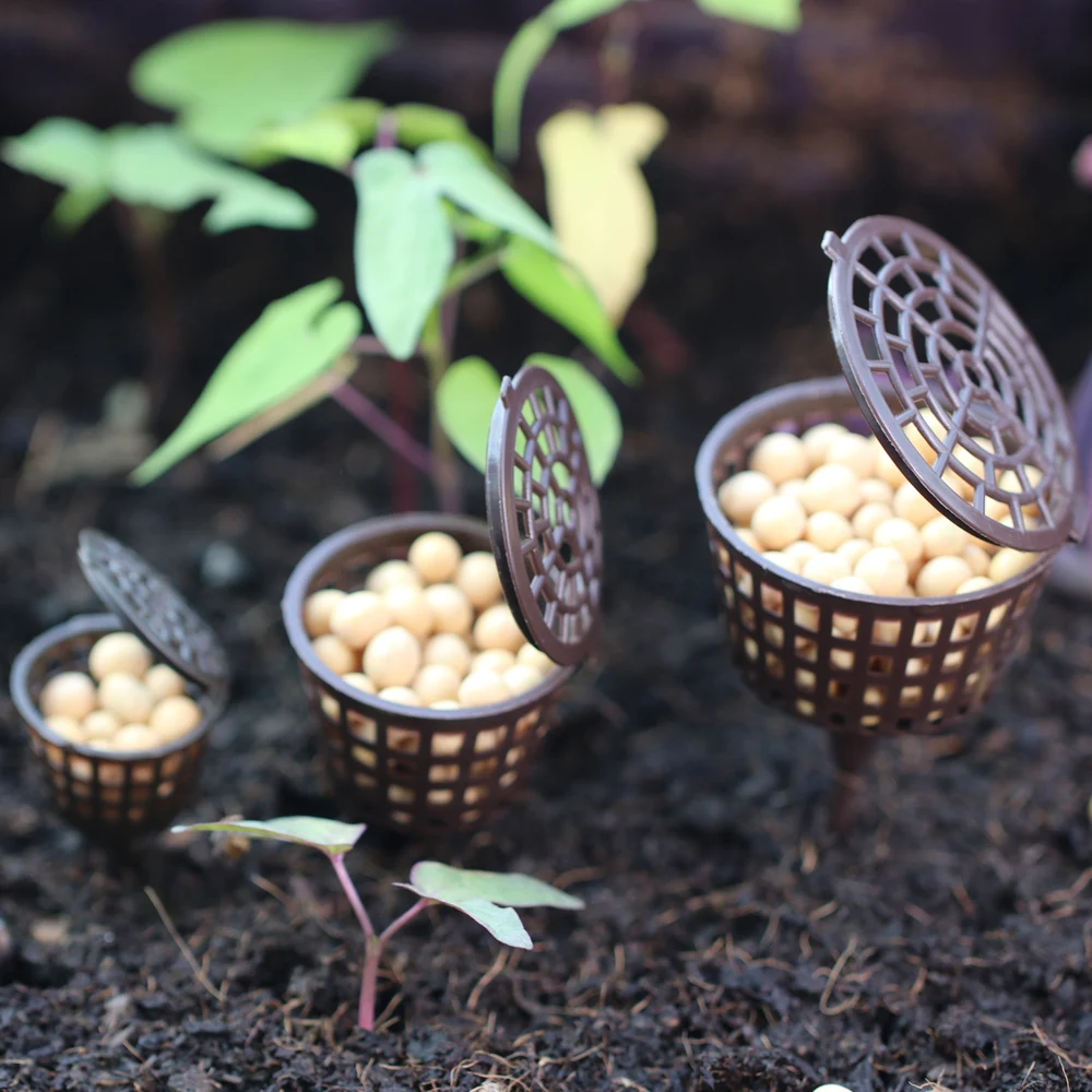 Durable Bonsai Fertilizer Box Mini Automatic Planting Basket Slow Release Fertilization Container w/ Cover Portable Nursery Pot