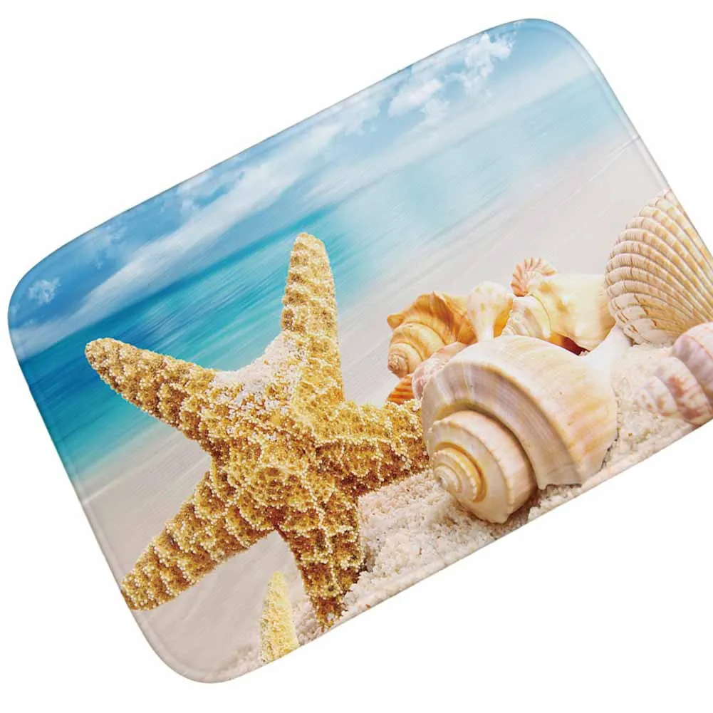 

Прямая поставка, нескользящий коврик для ванной, коврик для пола у моря, морской звезды, напольный коврик для душевой комнаты, абсорбирующий коврик из полиэстера