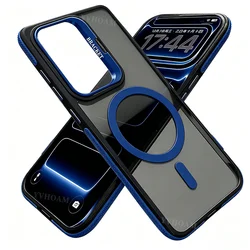 Luxury Dual - Color Magnetic Shock - Absorbing Metal Protective Case with Hard Shell - Galaxy S23 Ultra (Blue)