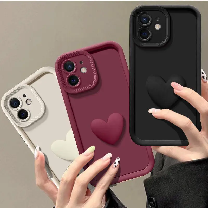 Cute 3D Love Heart Case for Xiaomi Redmi Note 12 4G 12 Pro 10 5G
