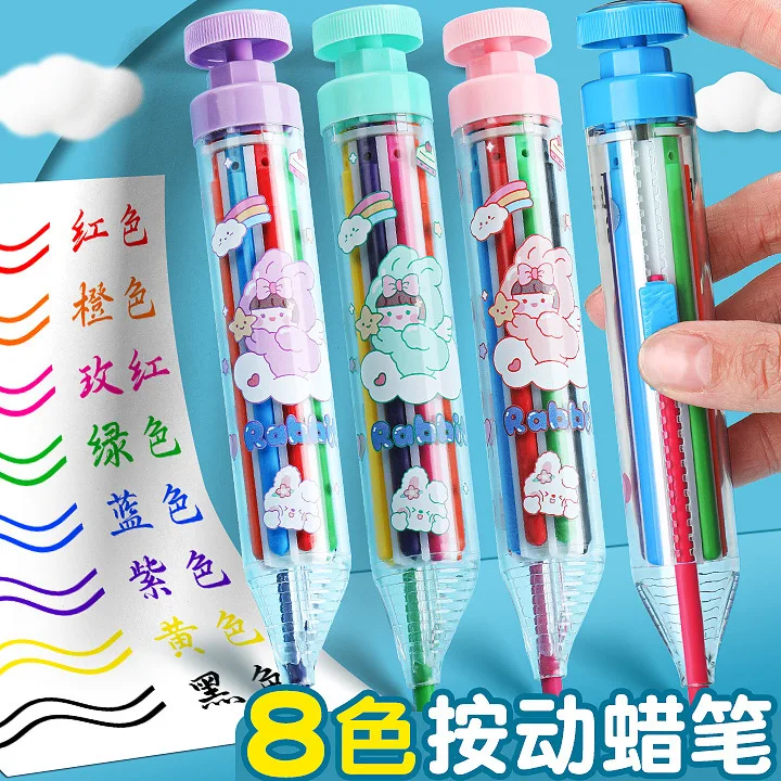 8 In 1 Multicolor Crayons Oil Pastel Painting Drawing Graffiti Art Crayons Washable color Pencil for Kids Graffiti Painting Tool oil pastels colored crayons