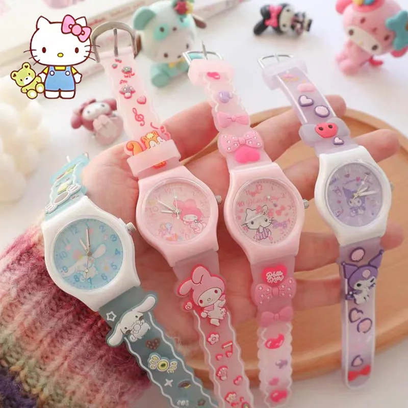 

Детские наручные часы Sanrio Cinnamoro, часы с 3D рисунком Hello Kitty, My Melody Kuromi, Студенческие Кварцевые часы Sanrio, Детские Подарочные игрушки