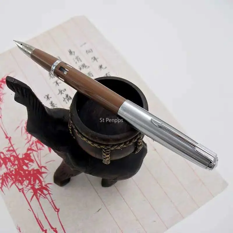 St Penpps 601A Vacumatic Fountain Pen Piston Type Ink Pen Silver Cap F/M/Fude Nib Business Stationery Office School Supplies