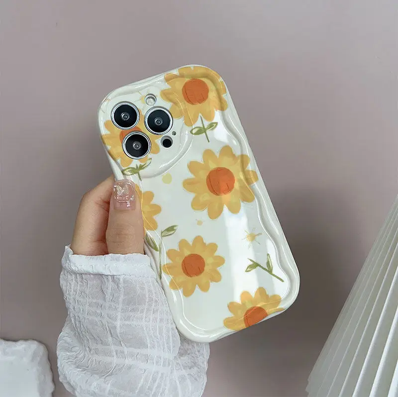 Yellow Floral Wave Phone Case