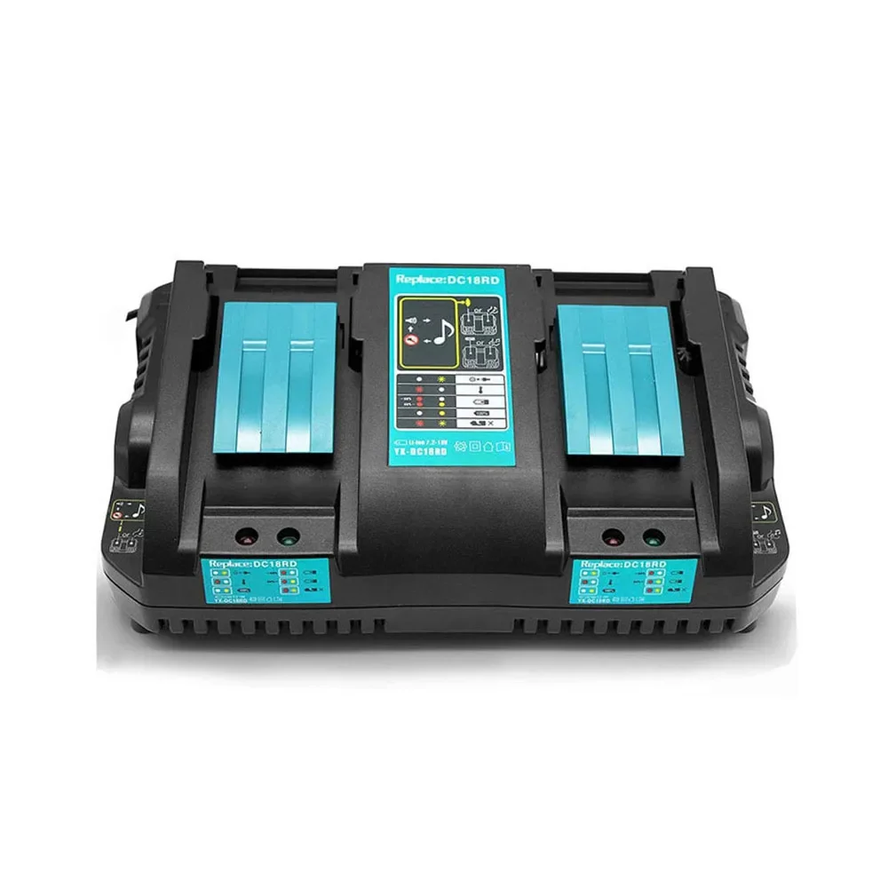 

For Makita Charging Current 14.4V 18V BL1830 BL1815 Bl1430 BL1420 DC18RC DC18RD DC18RA Power Tool 4A Double Battery Charger