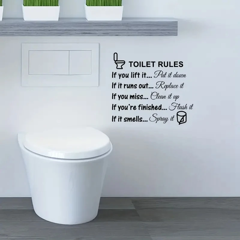 Toilet Rules Toilet Stickers Bathroom Bathroom Removable Home Decor Wall Stickers Home Decor Letter