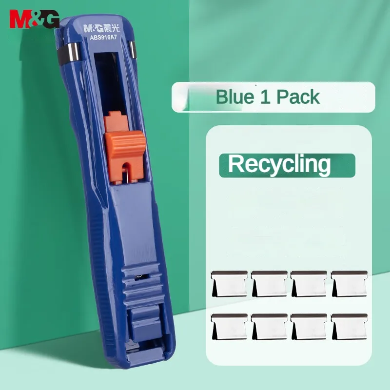 M&G Metal Push Clip Holder Paper Clip Binder File Binding Set Push Holder*1 Replacement Clips*8 Single Card Set loose leaf binder clips binder clip