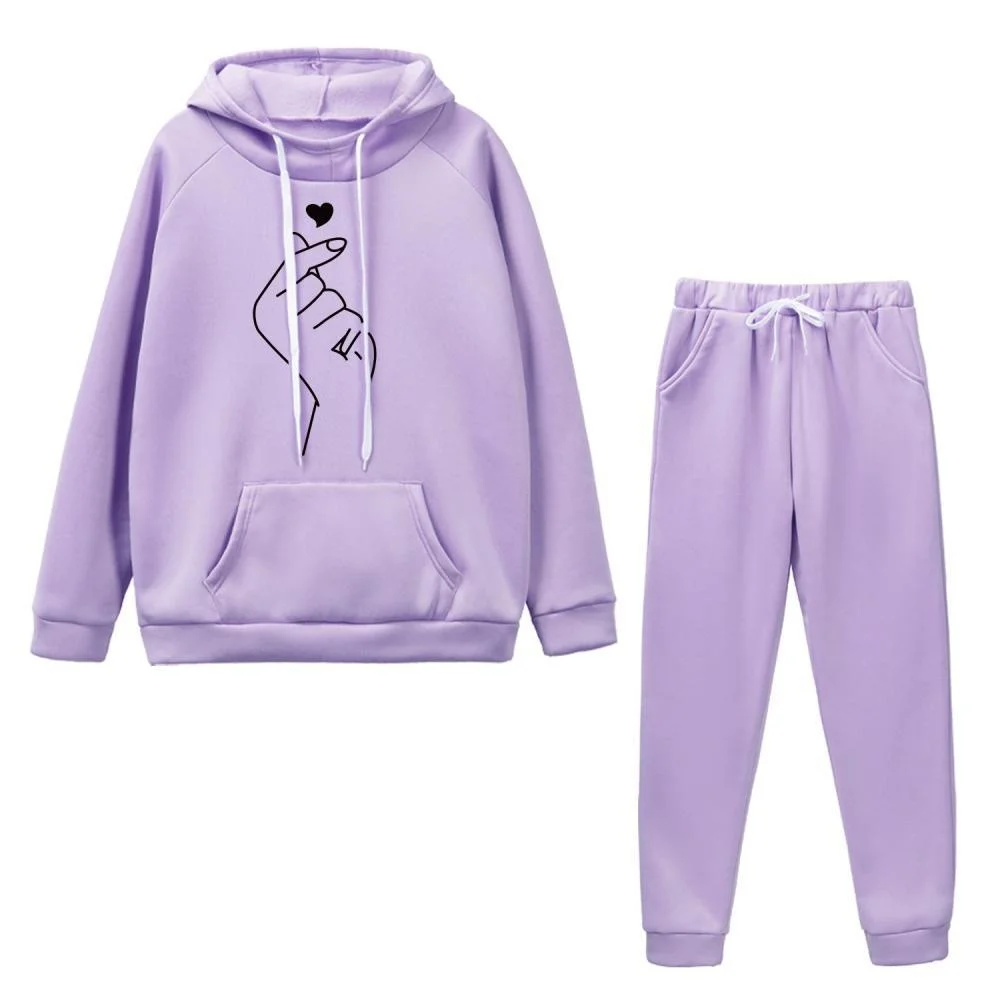 

Casual Tracksuit Women Hoodies 2 Piece Sets Womens Outfits Autumn Sweatshirts Hooded Pullover Fleece Pant Suits Jogging Femme