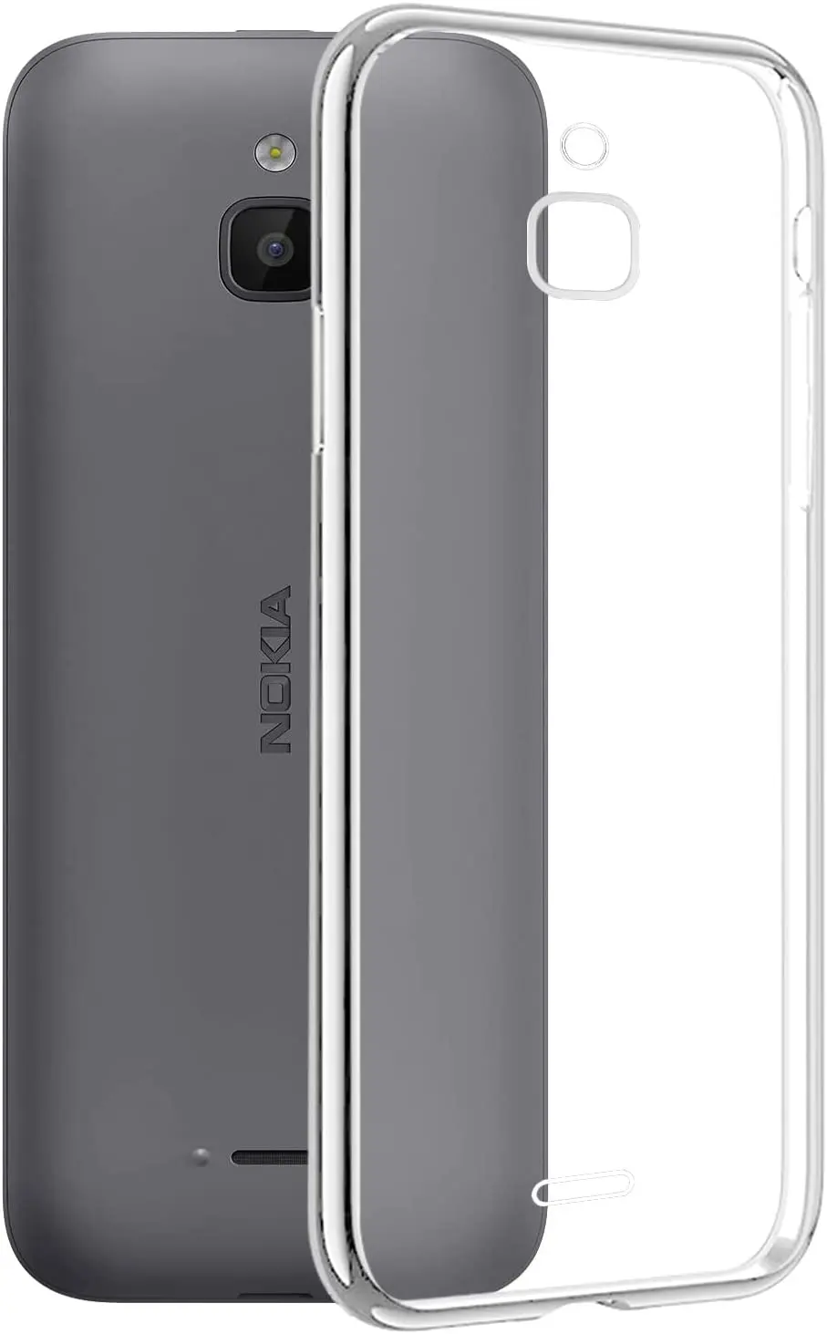 JIENI Pour Nokia 6300 4G (2.4") Coque Cover 2 Pièces Verre Protecteur Trempé, Souple Black Housse Étuiss Silicone TPU Case 9H Verre écran Film