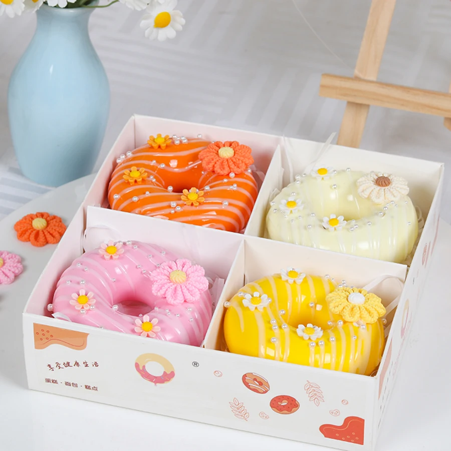 4PCS/Set Flower Doughnut Dessert Wedding Party Decoration Cake Decoration Photography Professional Simulation Cake Model CK1003