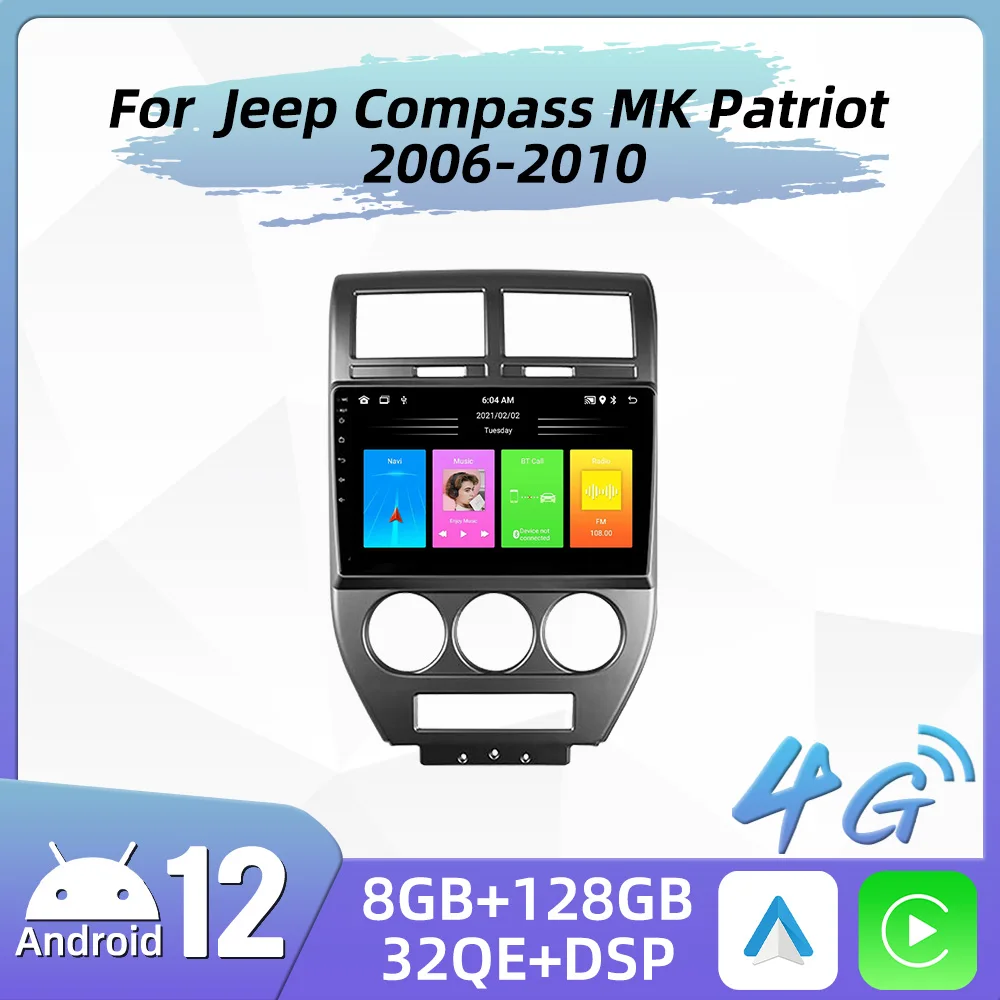 Per Jeep Compass Mk Patriot 2006-2010 Radio 2 Din Android Stereo Screen Gps Autoradio Head Unit Carplay Car Multimedia Player