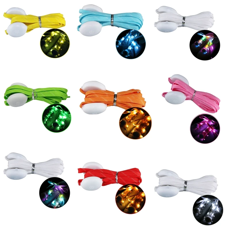 Nylon Shoelaces LED Light Up Shoe Laces with Flashing Lights, 3 Modes 7 Colors F2TC