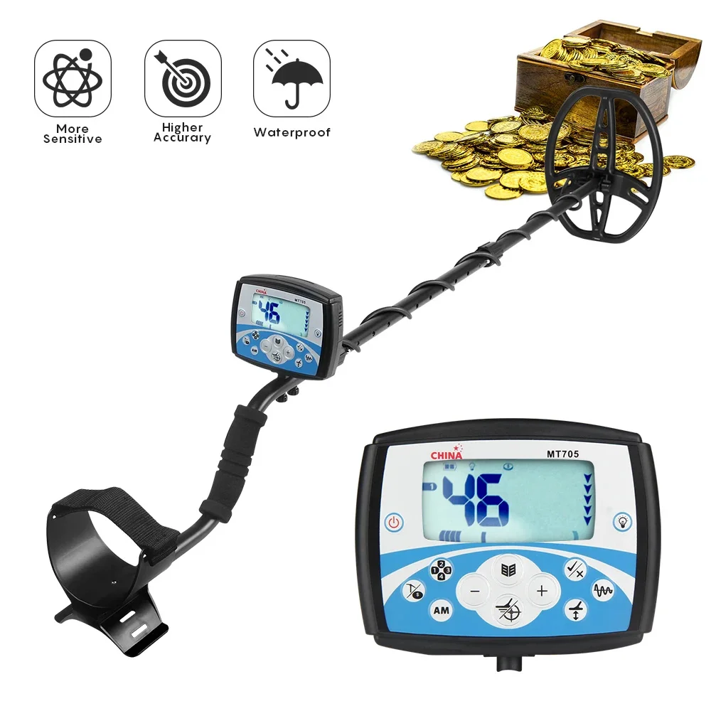 MT705 Professional Underground Metal Detector High Sensitivity Waterproof Search Coil Metal Detecting Tool Treasure Pinpointer
