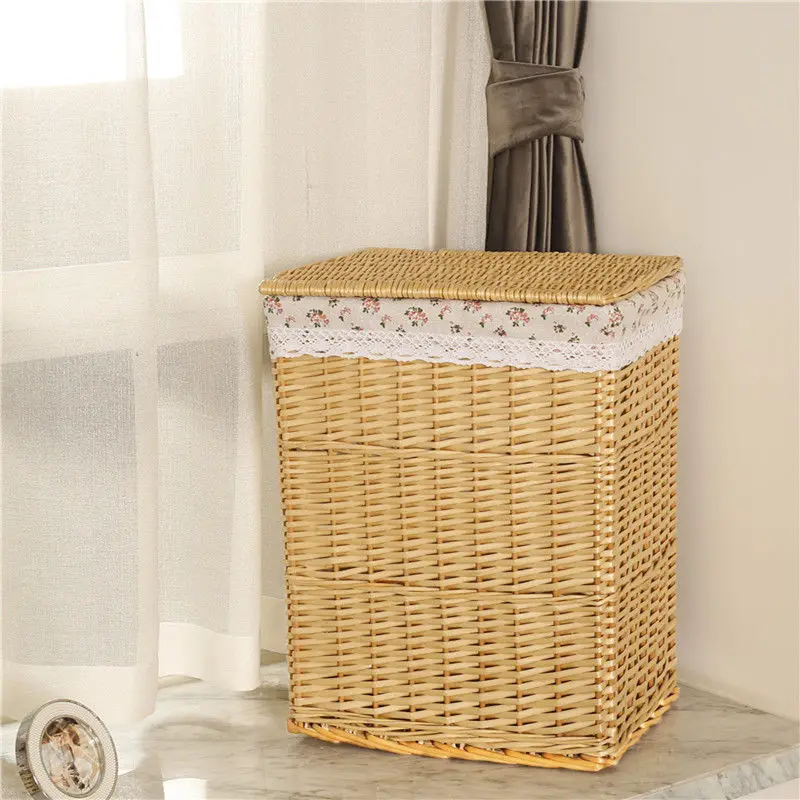Dirty clothes basket rattan storage  dirty  household  large with lid dirty clothes basket fruit basket 4
