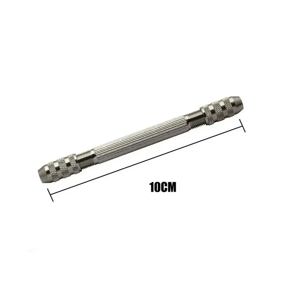 Hand Drill Double Chuck Head Handle Drill Bit Kit 0.3-3.2mm Bit Wire Tool for Jewelry Vise Craft Decor DIY Punching Hand Tool
