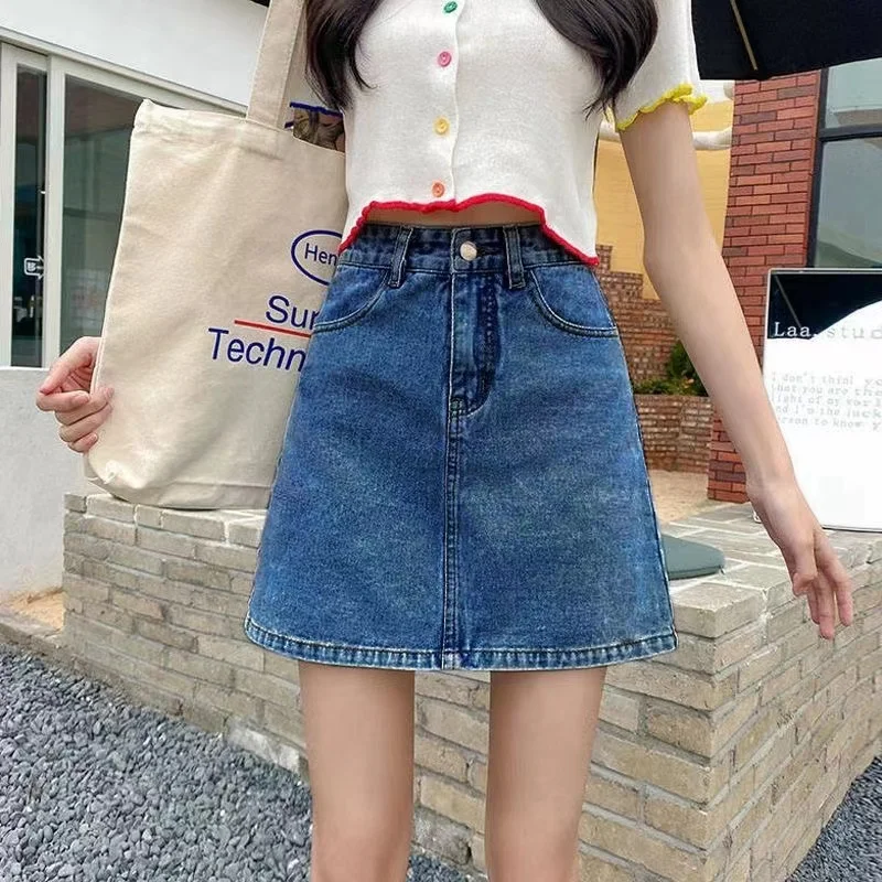 Women Denim Skirts 2024 Spring Summer Female Mini Skirts High Waist Casual A-line Sexy Skirts Denim Skirts for Lady Girls