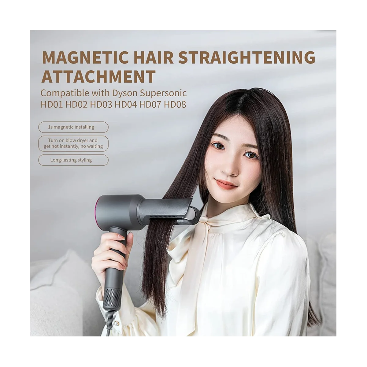 Hair Straightener Attachment for Dyson Supersonic Hair Dryer HD01