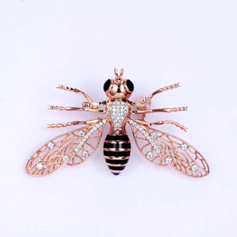 

Gold Plated Sterling Silver 925 CZ Diamond Bumblebee Enamel Pin Bee Ladies Charms Brooch Jewellery Gift Ideas