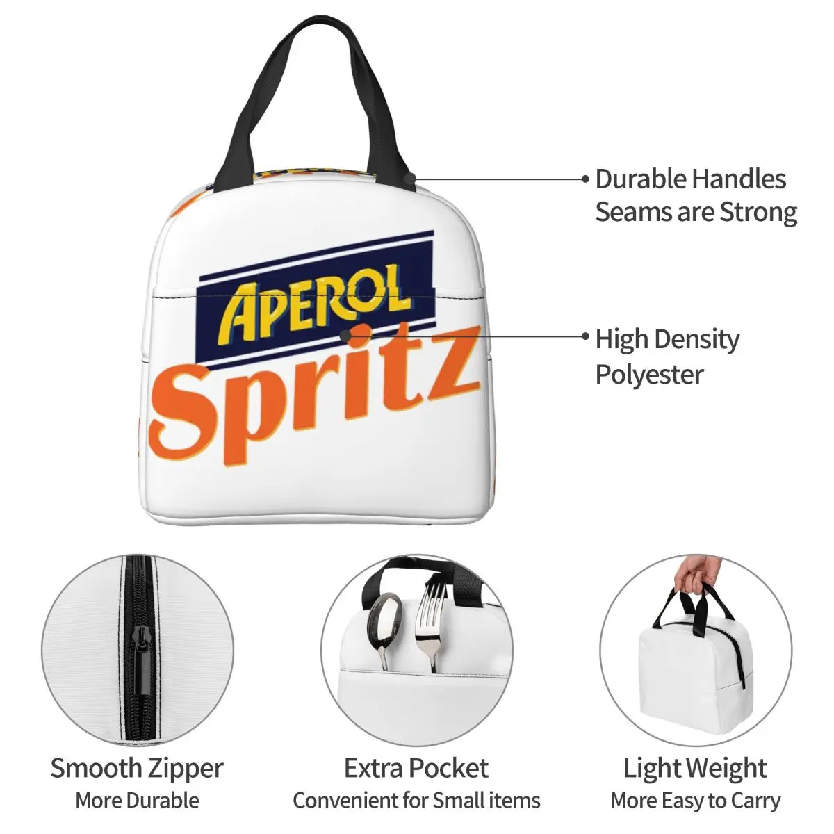 Aperol Spritz Lunch Bags Insulated Bento Box Lunch Tote Resuable Picnic Bags Thermal Bag for Woman Children Work 6