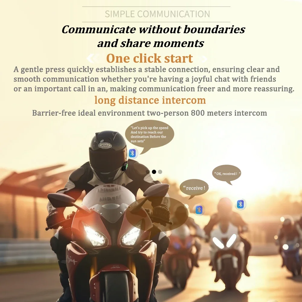 BT26 Intercom Headset Bluetooth 5.4 Waterproof Motorcycle