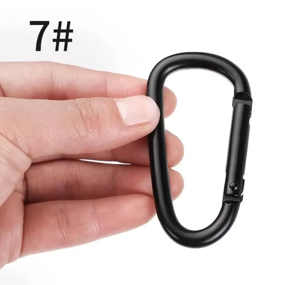 Durable Black Aluminum Alloy Carabiners - Heavy Duty Spring Snap Clips for Outdoor Adventures, Multi-Function Water Bottle Hooks (Set of 5)