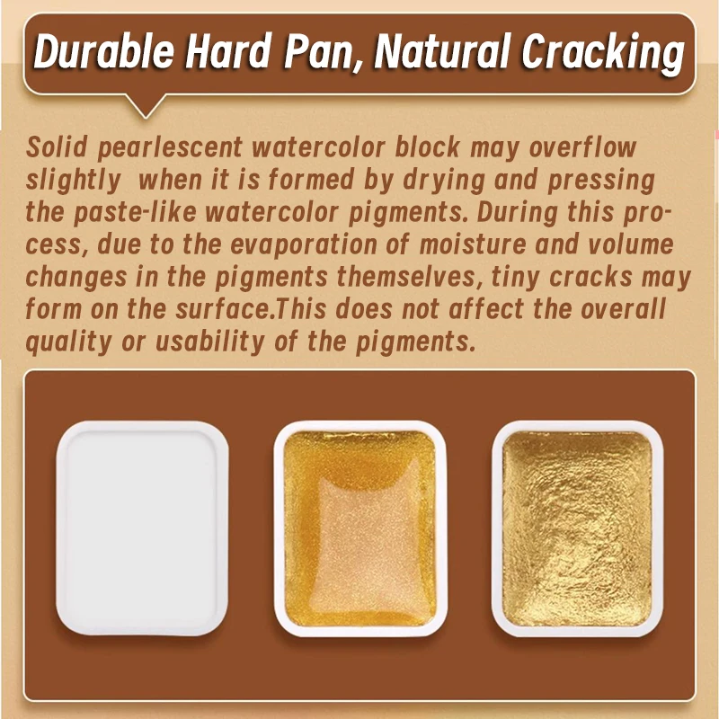 72 Colors Metallic Watercolors with Intense Sparkle, Pearlescent Glitter Solid Pigment, Flash Iridescent Paints, Golden Slivery 6