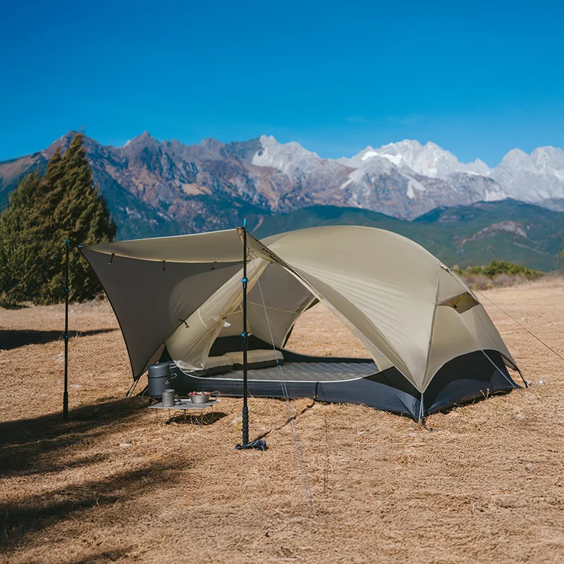 Camping Tent Portable Survival Tent Mongar UL Ultralight Camping Hiking Tent 15D Nylon Outdoor Double Layers Waterproof Dome Rainproof