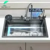 Multifunction Kitchen Sink Stainless Steel with Faucet Digital Display Large Single Bowl Cup Washer With Hot and Cold Water Tap 1