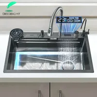 Multifunction Kitchen Sink Stainless Steel with Faucet Digital Display Large Single Bowl Cup Washer With Hot and Cold Water Tap 1