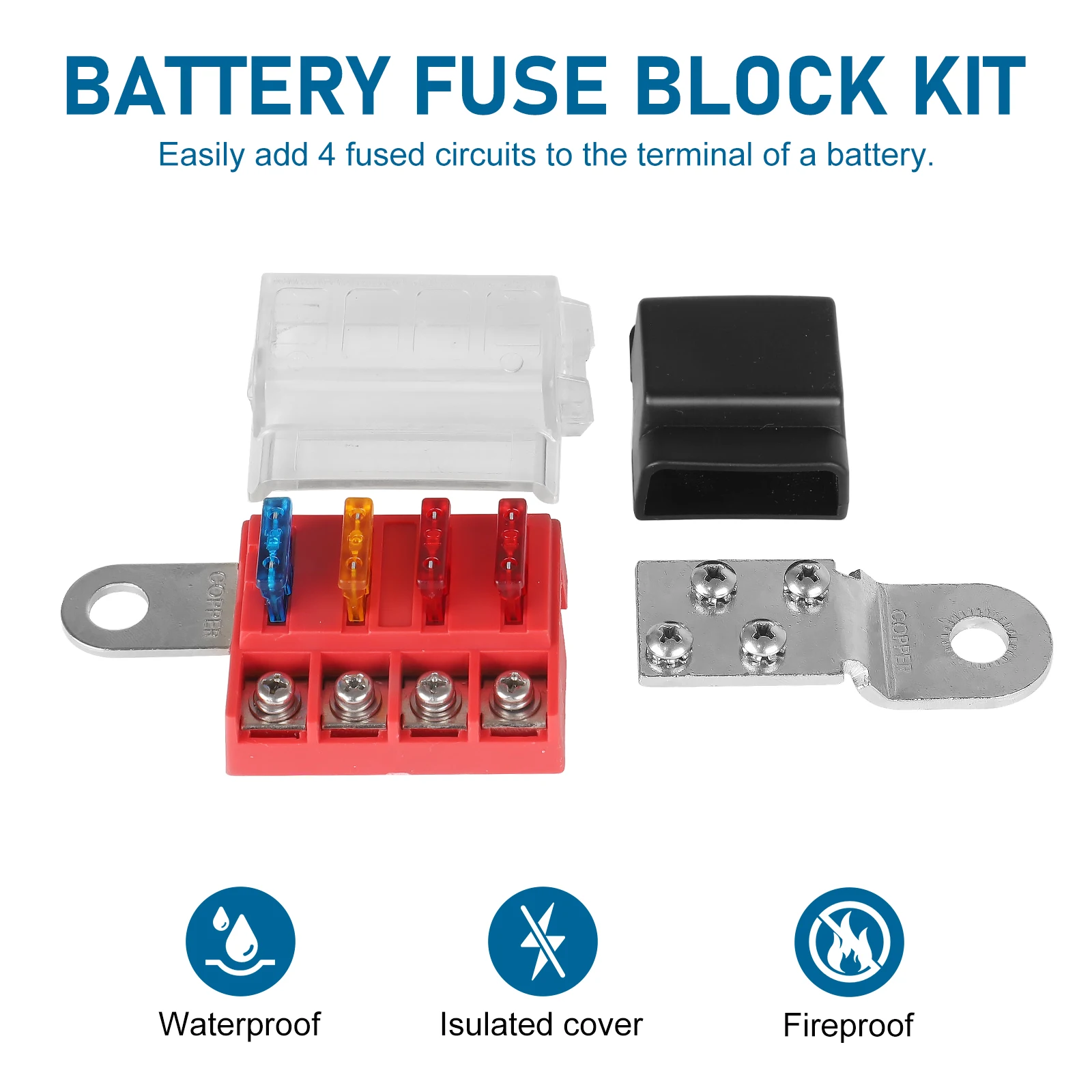 M8 30A-300A Batterie Terminal Montieren MRBF Sicherung Block Kit 58V mit Single Stud 5/16 Marine Bewertet Batterie Sicherung für Boot Lkw RV  34
