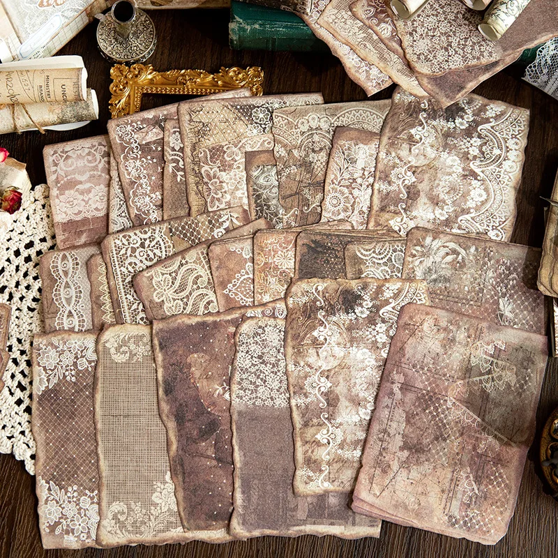

50pcs/lot Memo Pads Material Paper Vintage Handwritten former Junk Journal Scrapbooking Cards Retro Background Decoration Paper