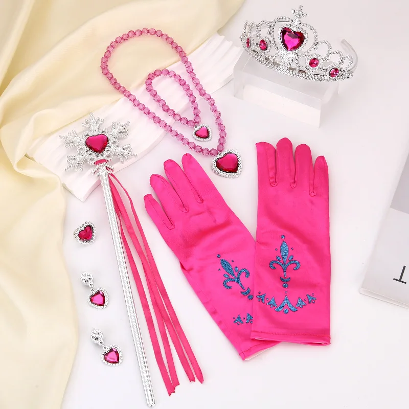 Handmade Kids Princess Wig Braid Cosplay Princess Halloween Party Costumes Accessories Girls Crown Magic stick Children's Gifts