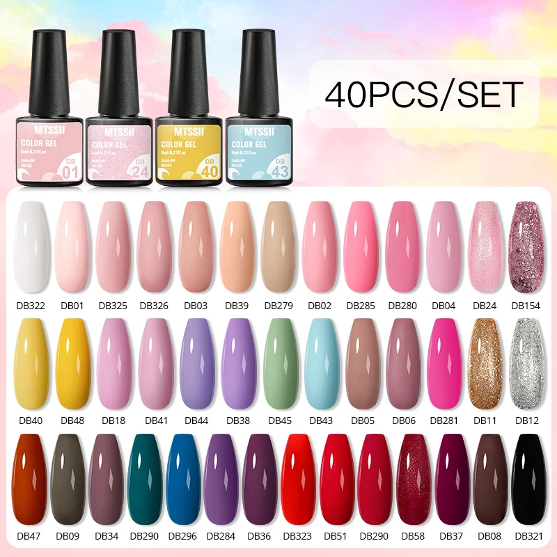 Mtssii 120/60/40/24 Colors Gel Nail Polish Set Semi Permanent Hybrid Gel Varnish Set Base Top Coat Soak Off UV LED Nail Gel Kits 3