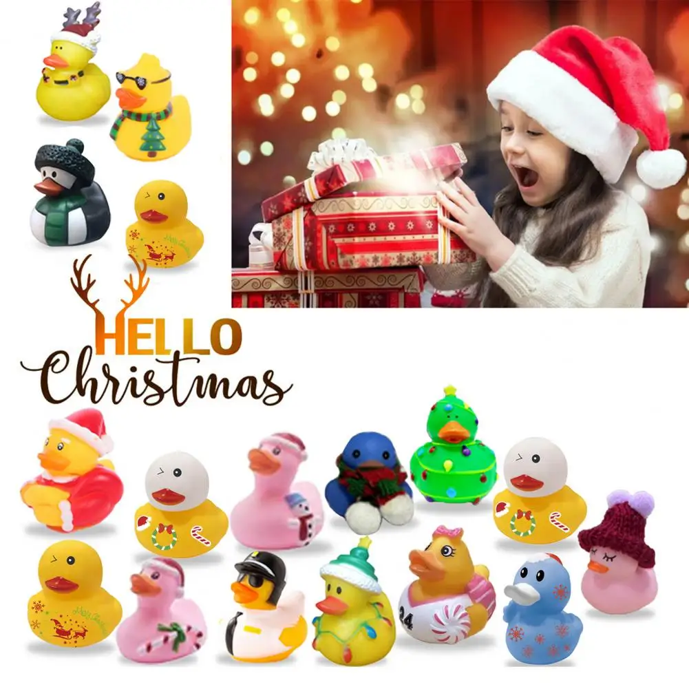 Festival Duck Figurine Christmas Countdown Duck Blind Box Mini Vinyl Cartoon Figurine Advent Calendar Toy Set for Kids Adults