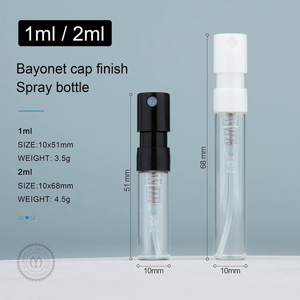 Ml Cologne Tester Bottles 100pcs/lot 1ml 2ml Mini Bayonet Glass