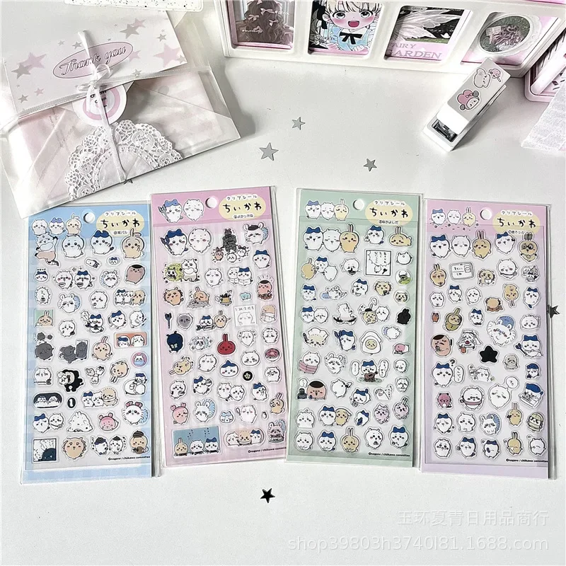 Super Cute Cartoon Stickers Kawaii Notebook Ledger Decoration Stickers Chiikawa Hachiware Usagi Cross Dressing,anime stickers