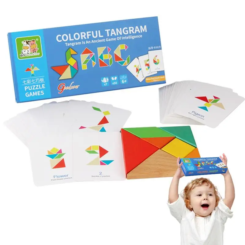 

Игра-пазл из блоков, забавная головоломка Tangram, Детские обучающие игрушки для детей, подростков, мальчиков, девочек, малышей для дома и школы