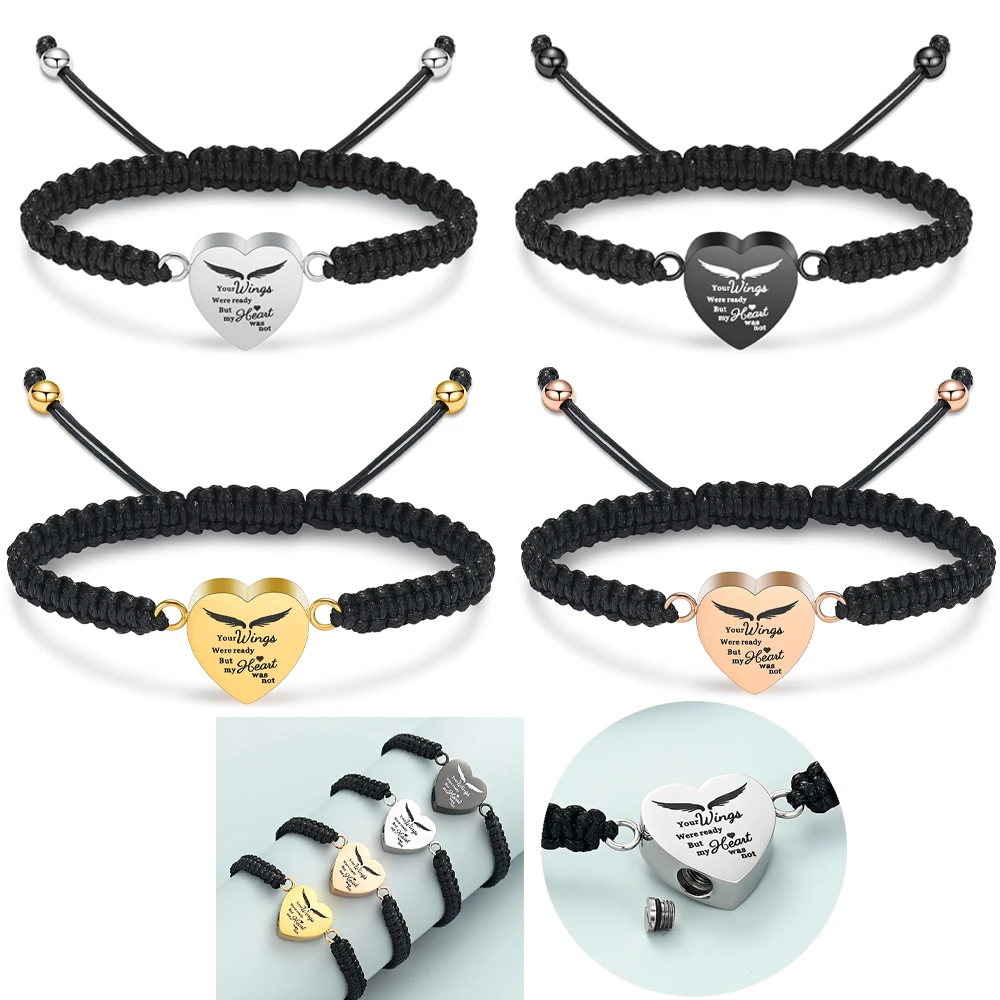 

Customize Heart Memorial Jewelry Cremation Urn Bracelet For Human/Pet Ashes Stainless Steel Adjustable Keepsake Bangles