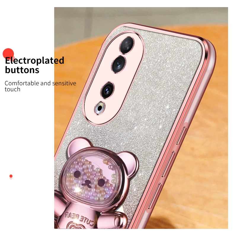 Honor90 Quicksand Bear support à paillettes coque de téléphone pour Huawei Honor 50 90 60 s 30 20 Lite housse de support Nova 10 11 Pro_voghion.com