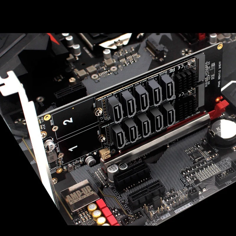 Pci-e Sata Placa de Expansão Dupla Nvme Raid Pci-e x8 Dividir Cartão para Sata 10-port Adaptador Pcie Cartão Jmb585 Chipset - Imagem 5