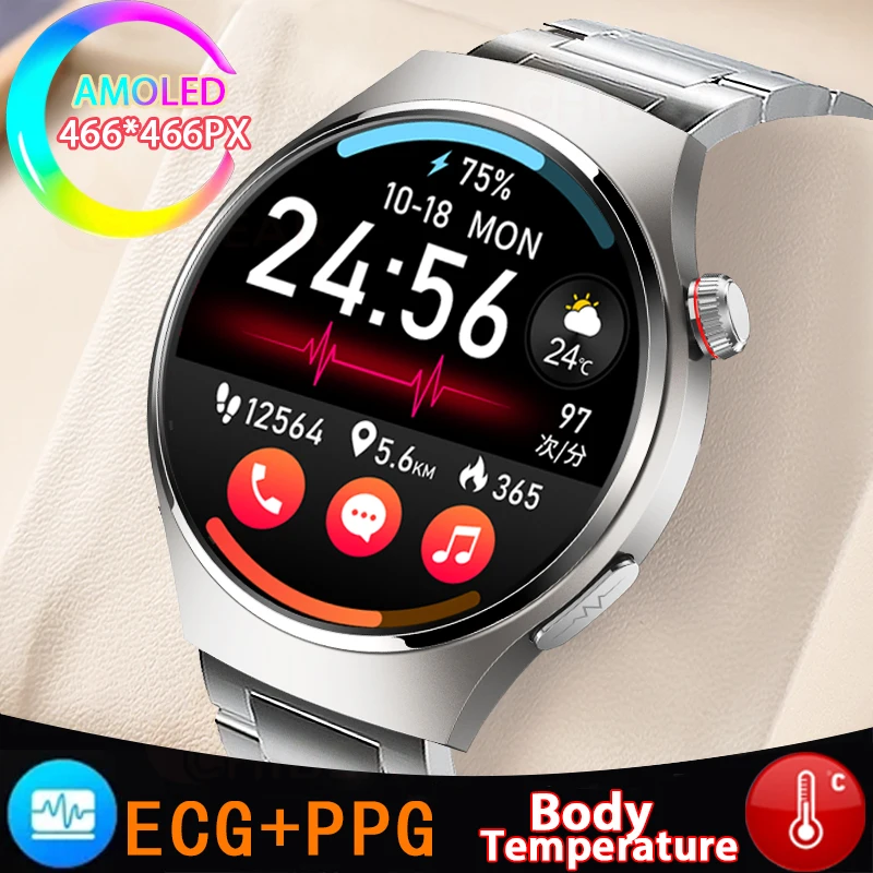 

For Huawei GT4 PRO Smart Watch Men Watch 4 Pro AMOLED HD Screen Thermometer 440mAh Big battery Bluetooth Call ECG+PPG SmartWatch