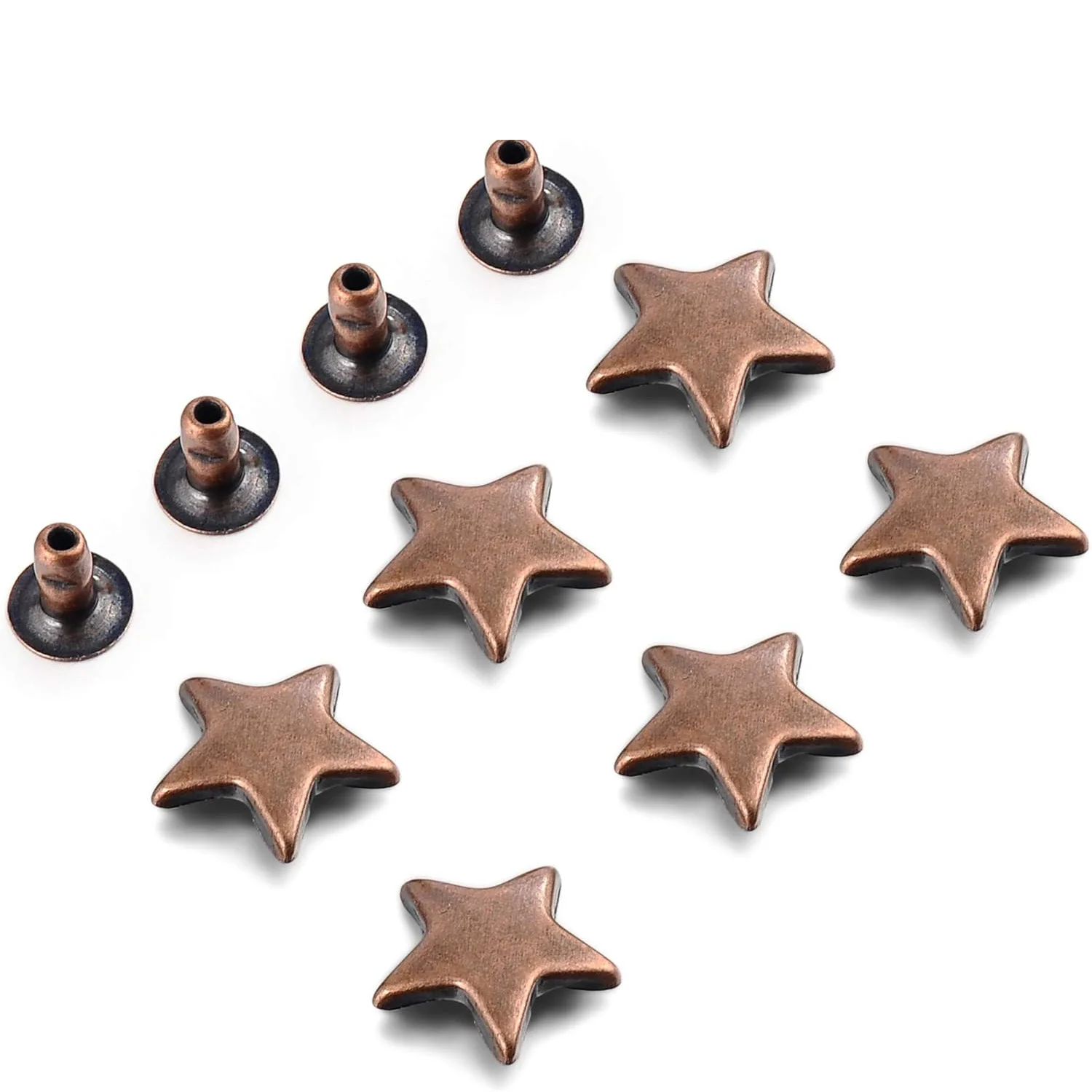 50/100 Sets Gunmetal Stern-Nieten für Leder, Stern-Nieten, Kleidungsnieten, Leder-Nieten, Nieten und Spikes für Lederhandwerk – Detail 14