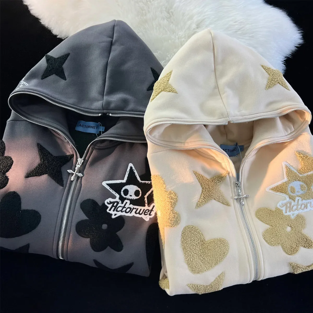 

Zip Up Hoodie Women 2023 Y2K Kawaii Harajuku Clothes Full Gothic Web Sweatshirt Hip Hop Grunge Oversized Jacket Coat tops
