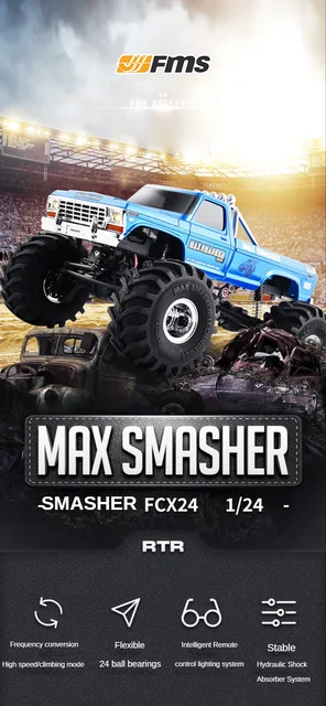 FMS MAX SMASHER FCX24 1/24 白 FMS FCX24 1/24 MAX Smasher 4WD RTR - White FMS12402RTRWH